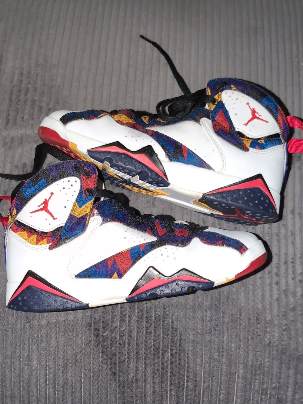 Jordan Kids White Sneakers with Multicolor Aztec Accents